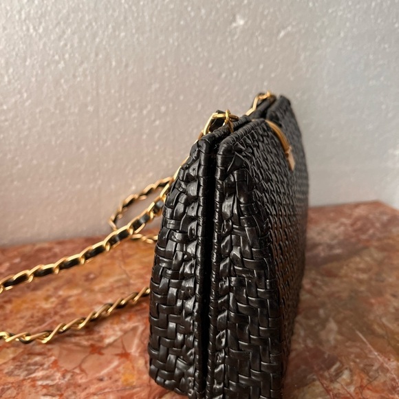Vintage 60s purse , Black Lacquered Woven Wicker, Shoulder Bag - Picture 12 of 12